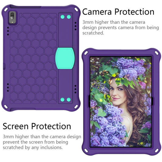 For Lenovo Tab M10 TB-X505X/F Honeycomb Design EVA + PC Material Four Corner Anti Falling Flat Protective Shell with Strap(Purple+Aqua) - Lenovo by buy2fix | Online Shopping UK | buy2fix