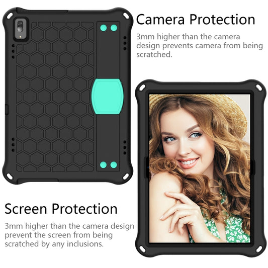 For Lenovo Tab 4 10 Plus TB-X704F/N/L/V Honeycomb Design EVA + PC Material Four Corner Anti Falling Flat Protective Shell with Strap(Black+Aqua) - Lenovo by buy2fix | Online Shopping UK | buy2fix