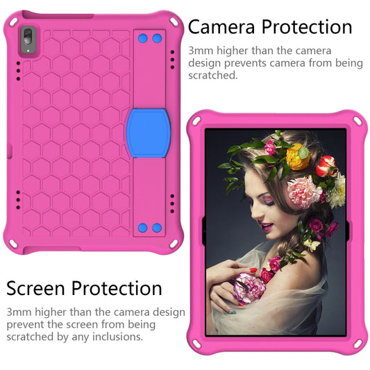 For Lenovo Tab 4 10 Plus TB-X704F/N/L/V Honeycomb Design EVA + PC Material Four Corner Anti Falling Flat Protective Shell with Strap(RoseRed+Blue) - Lenovo by buy2fix | Online Shopping UK | buy2fix