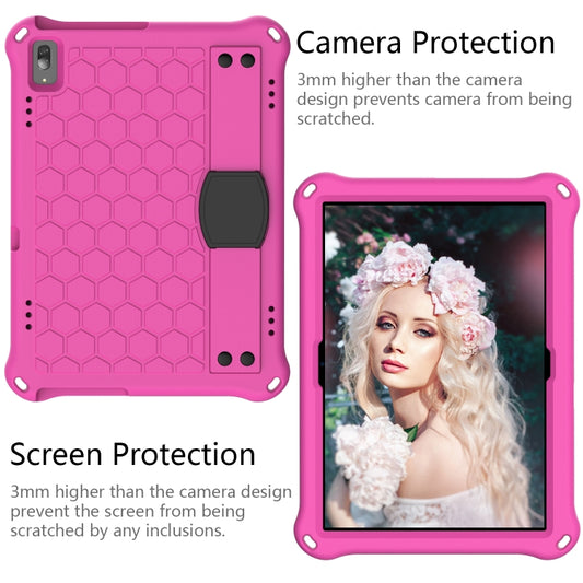 For Lenovo Tab 4 10 TB-X304F/N Honeycomb Design EVA + PC Material Four Corner Anti Falling Flat Protective Shell with Strap(Rose Red+Black) - Lenovo by buy2fix | Online Shopping UK | buy2fix