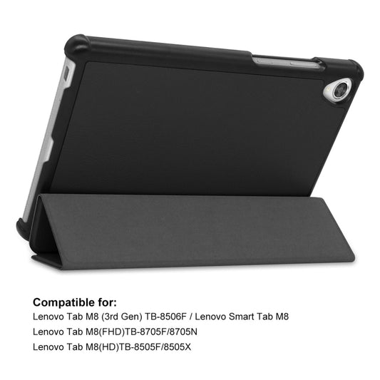 For Lenovo Tab M8 1/2/3 ENKAY Custer Texture Horizontal Flip PU+PC Leather Case with Three-folding Holder(Black) - Lenovo by ENKAY | Online Shopping UK | buy2fix