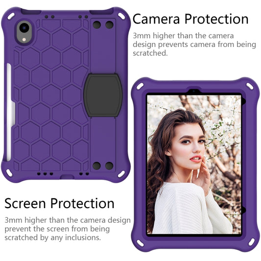 For iPad mini 6 / mini 2024 Honeycomb EVA Hybrid PC Tablet Case with Strap(Purple+Black) - iPad mini 6 Cases by buy2fix | Online Shopping UK | buy2fix