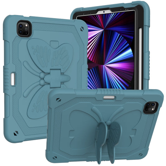 Pure Color PC + Silicone Anti-drop Tablet Tablet Case with Butterfly Holder & Pen Slot For iPad Pro 11 2018 & 2020 & 2021 & Air 2020 10.9(Dark Green) - iPad Pro 11 (2022/2021) Cases by buy2fix | Online Shopping UK | buy2fix
