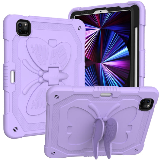 Pure Color PC + Silicone Anti-drop Tablet Tablet Case with Butterfly Holder & Pen Slot For iPad Pro 11 2018 & 2020 & 2021 & Air 2020 10.9(Raro Purple) - iPad Pro 11 (2022/2021) Cases by buy2fix | Online Shopping UK | buy2fix