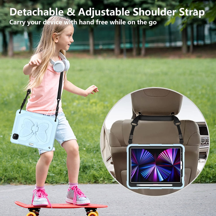 Pure Color PC + Silicone Anti-drop Tablet Tablet Case with Butterfly Holder & Pen Slot For iPad Pro 11 2018 & 2020 & 2021 & Air 2020 10.9(Ice Blue) - iPad Pro 11 (2022/2021) Cases by buy2fix | Online Shopping UK | buy2fix