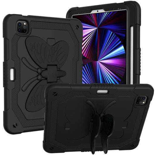 Pure Color PC + Silicone Anti-drop Tablet Tablet Case with Butterfly Holder & Pen Slot For iPad Pro 11 2018 & 2020 & 2021 & Air 2020 10.9(Black) - iPad Pro 11 (2022/2021) Cases by buy2fix | Online Shopping UK | buy2fix