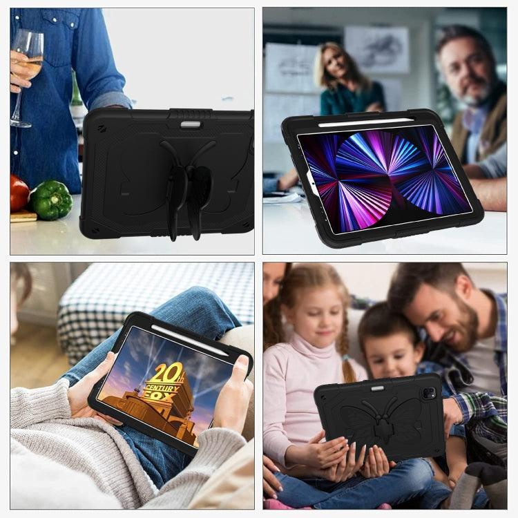 Pure Color PC + Silicone Anti-drop Tablet Tablet Case with Butterfly Holder & Pen Slot For iPad Pro 11 2018 & 2020 & 2021 & Air 2020 10.9(Black) - iPad Pro 11 (2022/2021) Cases by buy2fix | Online Shopping UK | buy2fix