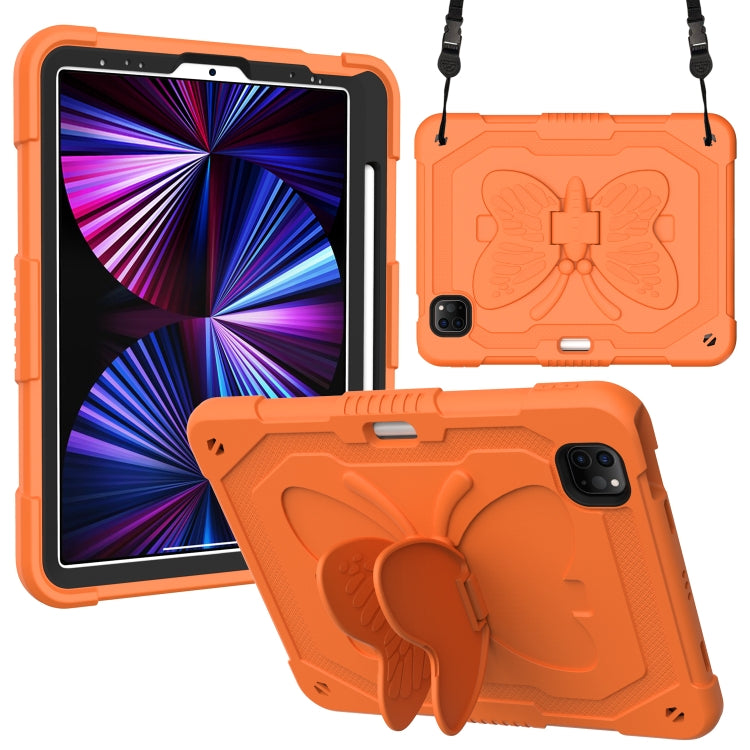 Pure Color PC + Silicone Anti-drop Tablet Tablet Case with Butterfly Holder & Pen Slot For iPad Pro 11 2018 & 2020 & 2021 & Air 2020 10.9(Kumquat) - iPad Pro 11 (2022/2021) Cases by buy2fix | Online Shopping UK | buy2fix