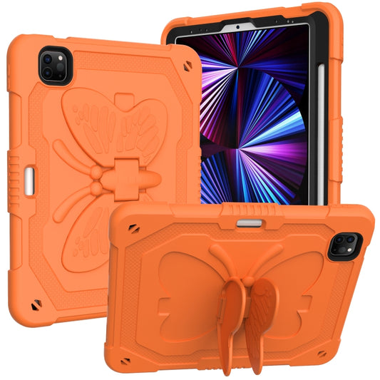 Pure Color PC + Silicone Anti-drop Tablet Tablet Case with Butterfly Holder & Pen Slot For iPad Pro 11 2018 & 2020 & 2021 & Air 2020 10.9(Kumquat) - iPad Pro 11 (2022/2021) Cases by buy2fix | Online Shopping UK | buy2fix