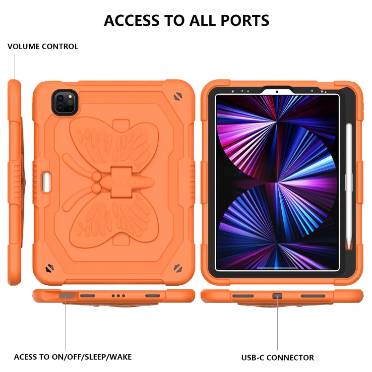 Pure Color PC + Silicone Anti-drop Tablet Tablet Case with Butterfly Holder & Pen Slot For iPad Pro 11 2018 & 2020 & 2021 & Air 2020 10.9(Kumquat) - iPad Pro 11 (2022/2021) Cases by buy2fix | Online Shopping UK | buy2fix
