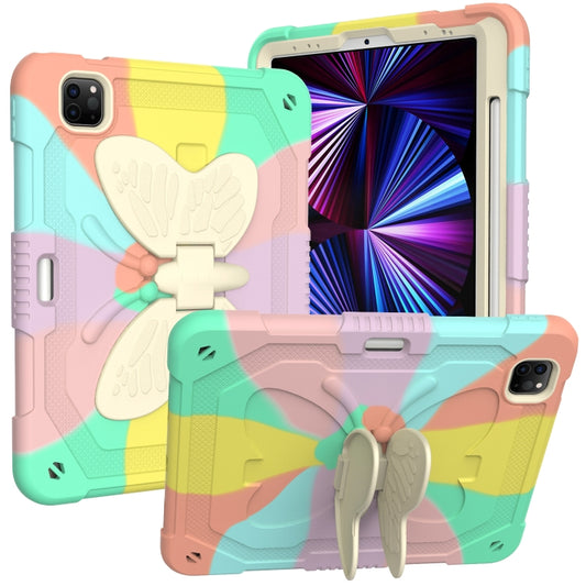 PC + Silicone Anti-drop Tablet Tablet Case with Butterfly Holder & Pen Slot for iPad Pro 11 2018 & 2020 & 2021 & Air 2020 10.9(Colourful RoseGold) - iPad Pro 11 (2022/2021) Cases by buy2fix | Online Shopping UK | buy2fix