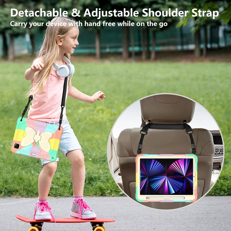 PC + Silicone Anti-drop Tablet Tablet Case with Butterfly Holder & Pen Slot for iPad Pro 11 2018 & 2020 & 2021 & Air 2020 10.9(Colourful RoseGold) - iPad Pro 11 (2022/2021) Cases by buy2fix | Online Shopping UK | buy2fix