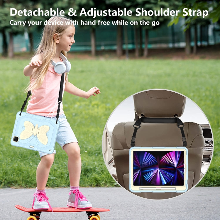 PC + Silicone Anti-drop Tablet Tablet Case with Butterfly Holder & Pen Slot for iPad Pro 11 2018 & 2020 & 2021 & Air 2020 10.9(Gream+Ice Blue) - iPad Pro 11 (2022/2021) Cases by buy2fix | Online Shopping UK | buy2fix