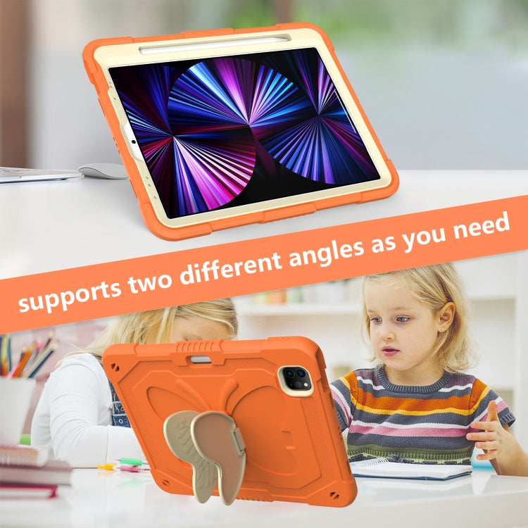 PC + Silicone Anti-drop Tablet Tablet Case with Butterfly Holder & Pen Slot for iPad Pro 11 2018 & 2020 & 2021 & Air 2020 10.9(Gream+Kumquat) - iPad Pro 11 (2022/2021) Cases by buy2fix | Online Shopping UK | buy2fix