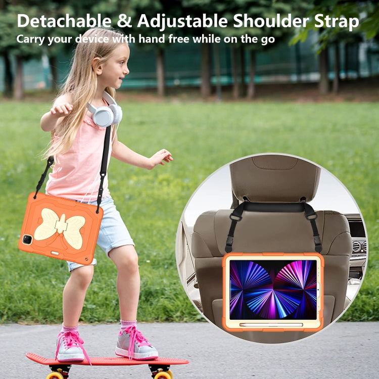 PC + Silicone Anti-drop Tablet Tablet Case with Butterfly Holder & Pen Slot for iPad Pro 11 2018 & 2020 & 2021 & Air 2020 10.9(Gream+Kumquat) - iPad Pro 11 (2022/2021) Cases by buy2fix | Online Shopping UK | buy2fix