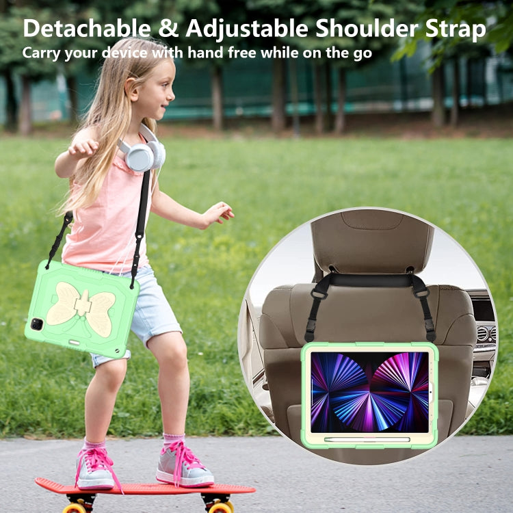 PC + Silicone Anti-drop Tablet Tablet Case with Butterfly Holder & Pen Slot for iPad Pro 11 2018 & 2020 & 2021 & Air 2020 10.9(Gream+Fresh Green) - iPad Pro 11 (2022/2021) Cases by buy2fix | Online Shopping UK | buy2fix