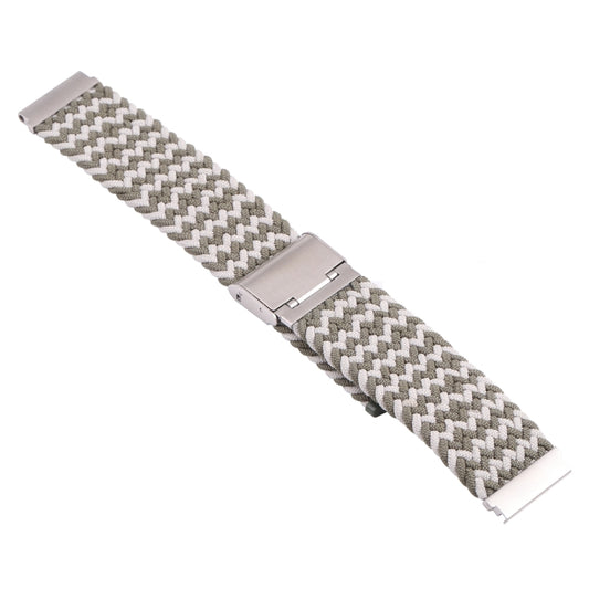 For Samsung Galaxy Watch 4 / Watch 5 20mm Nylon Braided Metal Buckle Watch Band(W White Green) by buy2fix