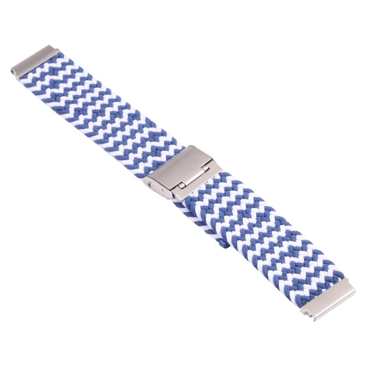 For Samsung Galaxy Watch 4 / Watch 5 20mm Nylon Braided Metal Buckle Watch Band(W Blue White) by buy2fix