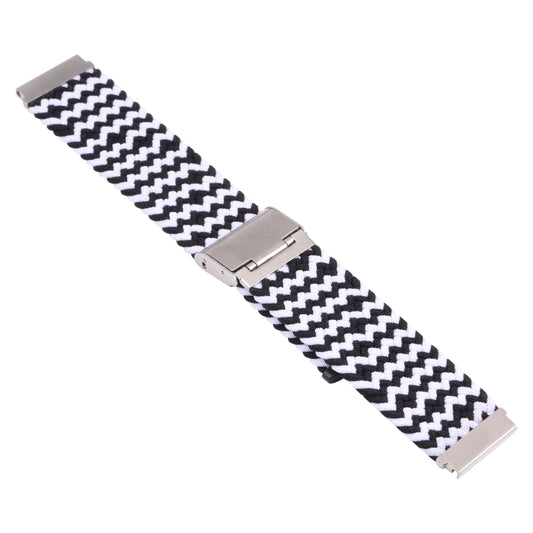 For Samsung Galaxy Watch 4 / Watch 5 20mm Nylon Braided Metal Buckle Watch Band(W Black White) by buy2fix