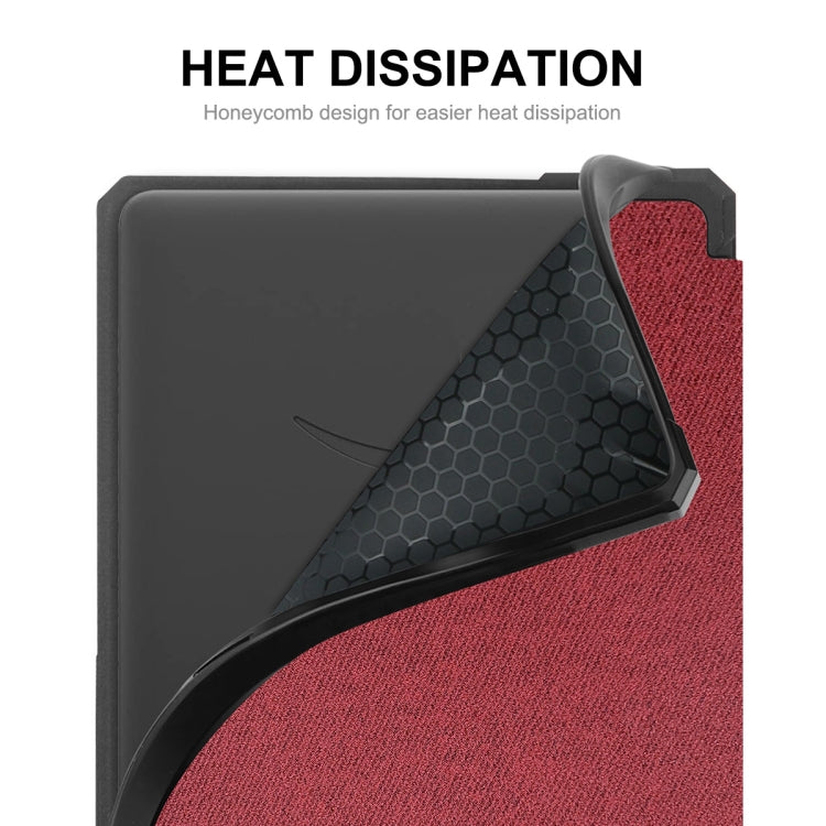 For Amazon Kindle Paperwhite 5 2021 ENKAY Solid Color Denim Texture Horizontal Flip Leather Tablet Case with Sleep / Wake-up Function(Wine Red) - Amazon by ENKAY | Online Shopping UK | buy2fix
