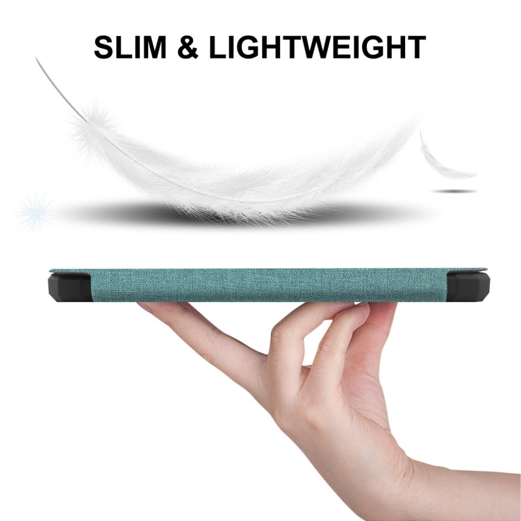 For Amazon Kindle Paperwhite 5 2021 ENKAY Solid Color Denim Texture Horizontal Flip Leather Tablet Case with Sleep / Wake-up Function(Green) - Amazon by ENKAY | Online Shopping UK | buy2fix