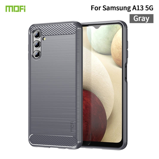 For Samsung Galaxy A13 5G MOFI Gentleness Series Brushed Texture Carbon Fiber Soft TPU Case(Gray) by MOFI