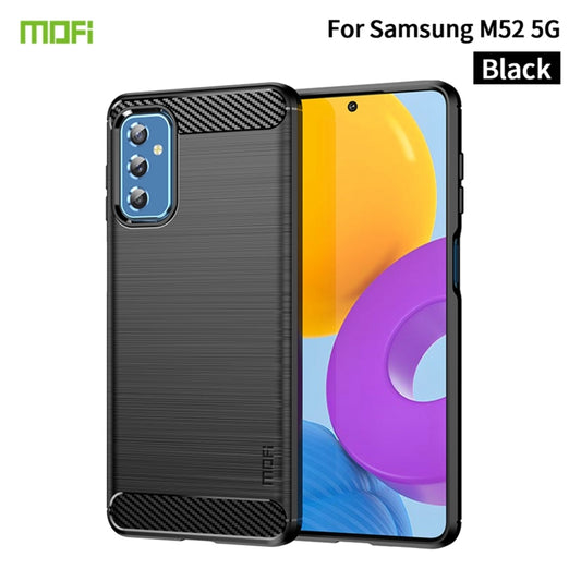 For Samsung Galaxy M52 5G MOFI Gentleness Series Brushed Texture Carbon Fiber Soft TPU Case(Black) by MOFI