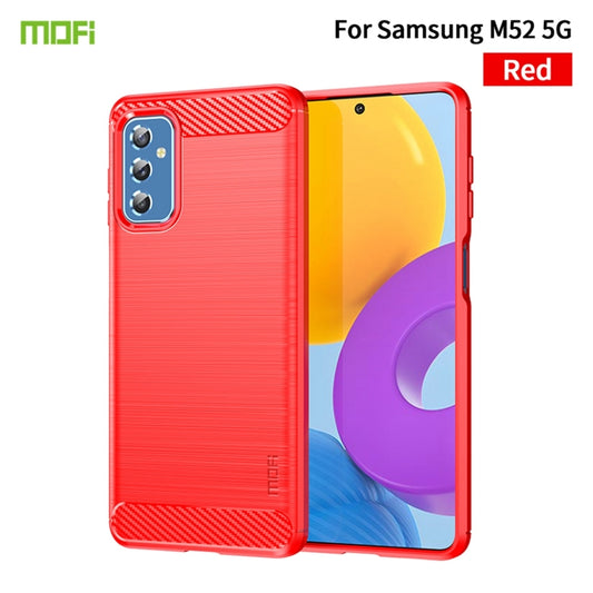 For Samsung Galaxy M52 5G MOFI Gentleness Series Brushed Texture Carbon Fiber Soft TPU Case(Red) by MOFI