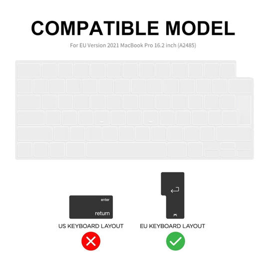 ENKAY Hat-Prince 3 in 1 Matte Laptop Protective Case + TPU Keyboard Film + Anti-dust Plugs Set for MacBook Pro 16.2 inch A2485 2021/A2880 2023, Version:EU Version(Dark Blue) by ENKAY