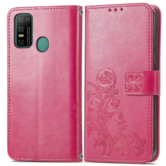 For Doogee N30 Four-leaf Clasp Embossed Buckle Mobile Phone Protection Leather Case(Magenta) by buy2fix