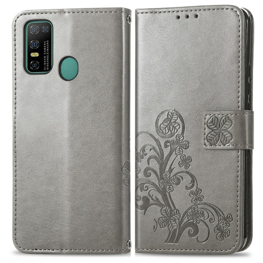For Doogee N30 Four-leaf Clasp Embossed Buckle Mobile Phone Protection Leather Case(Grey) by buy2fix