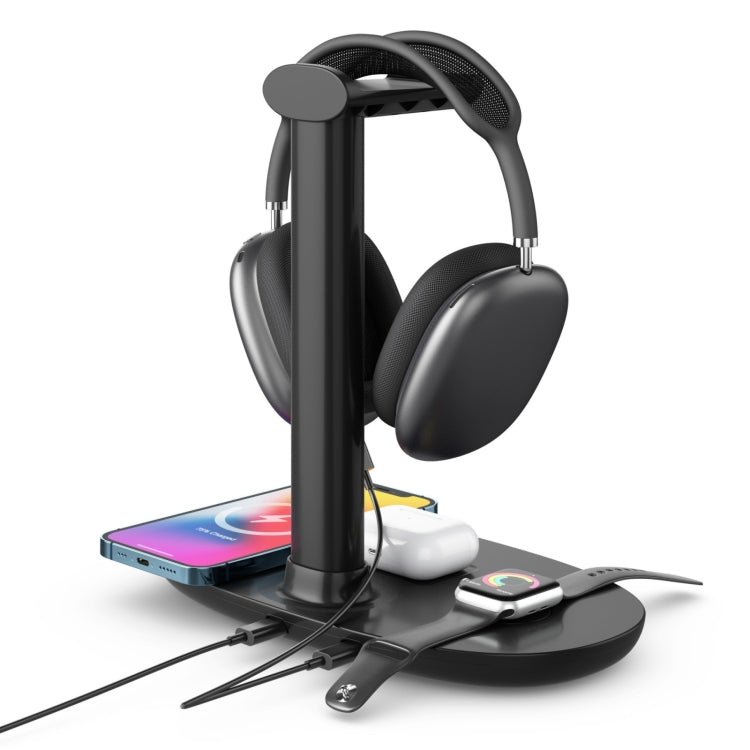 B-15A 4 in 1 Headset Holder Wireless Charger for Smart Phone & iWatch & Airpods - Wireless Charger by buy2fix | Online Shopping UK | buy2fix