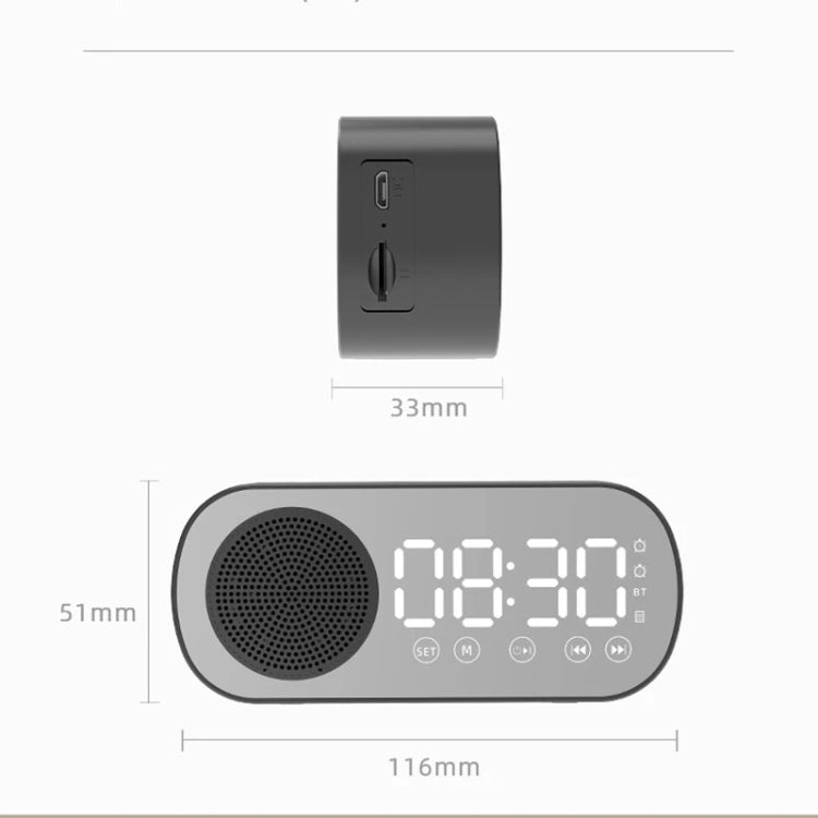 Z7 Digital Bluetooth 5.0 Speaker Multi-function Mirror Alarm Clock FM Radio(White) - Desktop Speaker by buy2fix | Online Shopping UK | buy2fix