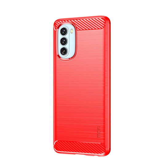 For Motorola Moto G51 5G MOFI Gentleness Brushed Carbon Fiber Soft TPU Case(Red) by MOFI