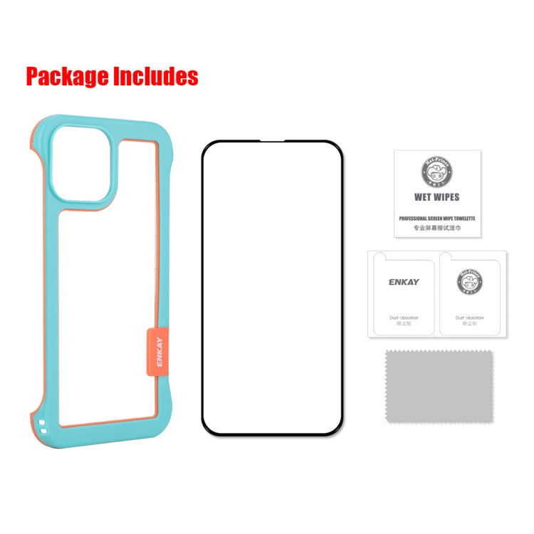 For iPhone 13 Pro Max ENKAY Frameless Hollow PC Case + Glass Film (Black) by ENKAY