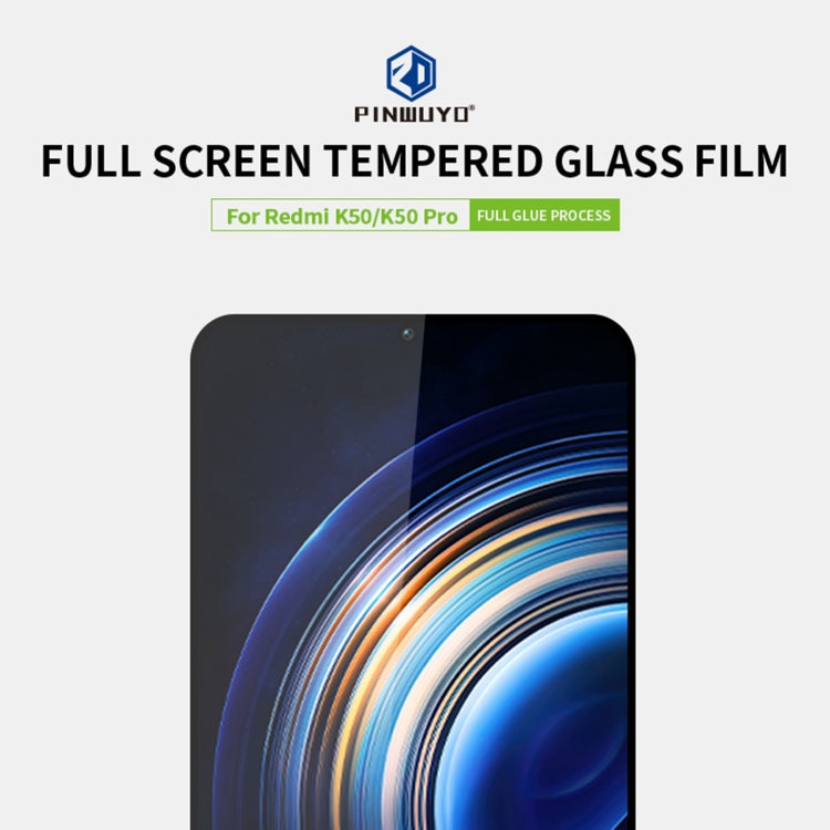For Xiaomi Redmi K50 / K50 Pro PINWUYO 9H 2.5D Full Screen Tempered Glass Film(Black) - by PINWUYO | Online Shopping UK | buy2fix
