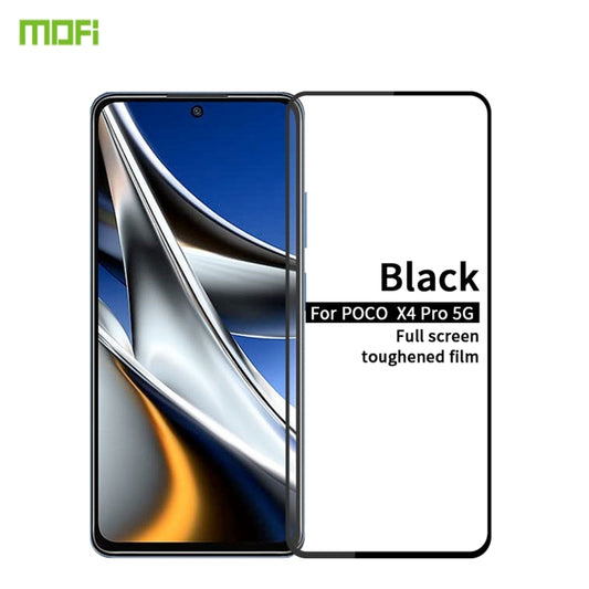 For Xiaomi Poco X4 Pro 5G MOFI 9H 2.5D Full Screen Tempered Glass Film(Black) by MOFI