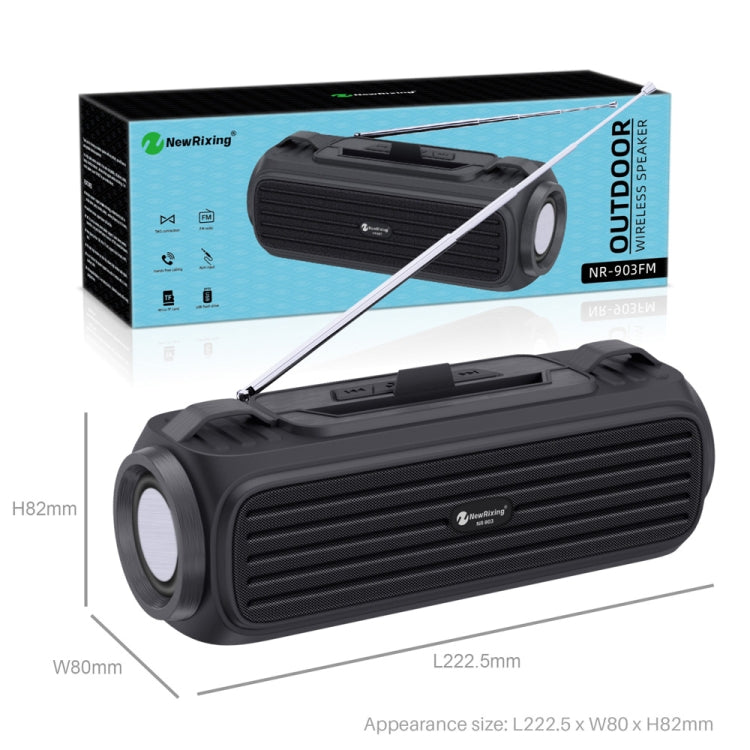 NewRixing NR903F TWS Portable Outdoor Bluetooth Speaker Support TF Card / FM(Black) - Desktop Speaker by NewRixing | Online Shopping UK | buy2fix