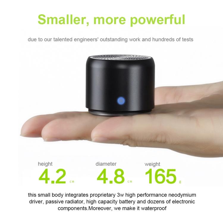 A106Pro IPX7 Waterproof Mini Portable Bluetooth Metal Speaker(Black) - Mini Speaker by buy2fix | Online Shopping UK | buy2fix
