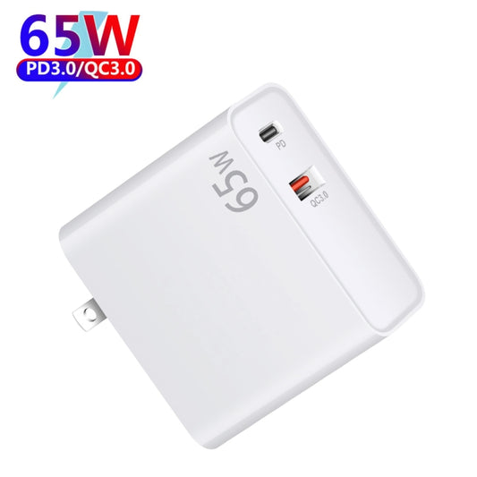 PD-65W USB-C / Type-C + QC3. 0 USB Laptop Charging Adapter, AU Plug / US Plug / EU Plug / UK Plug(White) by buy2fix