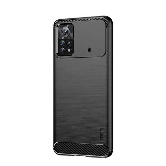 For Xiaomi Poco X4 Pro 5G MOFI Gentleness Brushed Carbon Fiber Soft TPU Case(Black) by MOFI