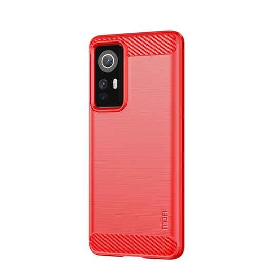 For Xiaomi 12 / 12X MOFI Gentleness Brushed Carbon Fiber Soft TPU Case(Red) by MOFI
