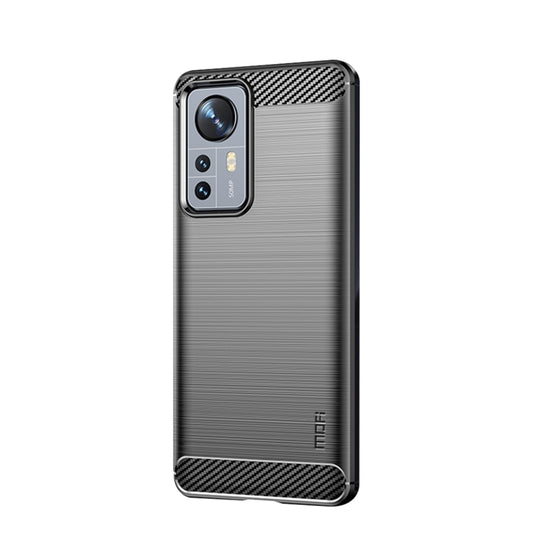 For Xiaomi 12 Pro MOFI Gentleness Brushed Carbon Fiber Soft TPU Case(Black) by MOFI