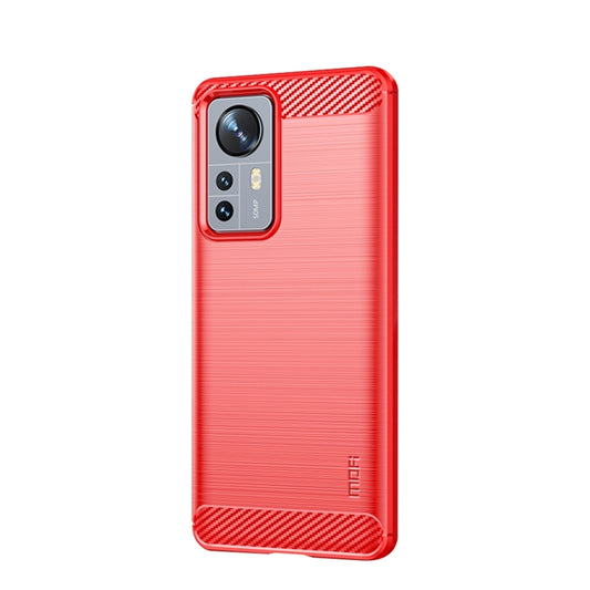 For Xiaomi 12 Pro MOFI Gentleness Brushed Carbon Fiber Soft TPU Case(Red) by MOFI