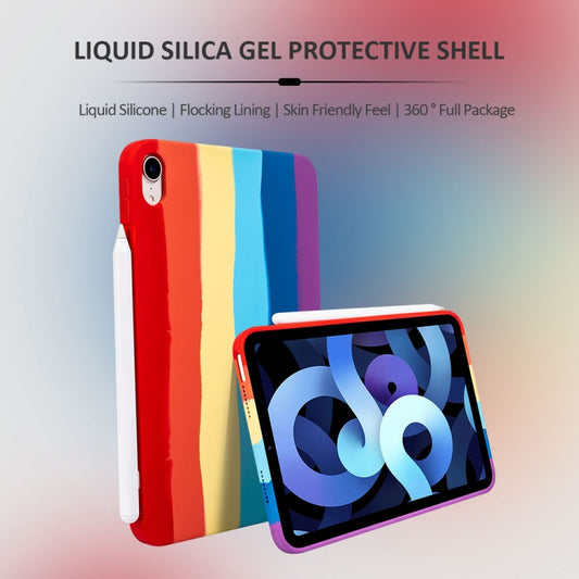 Liquid Silicone Magnetic Pen Function Tablet Case for iPad Air 2020 / 2022 10.9(Rainbow) - More iPad Cases by buy2fix | Online Shopping UK | buy2fix