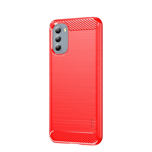 For Motorola Moto G31/G41 MOFI Gentleness Series Brushed Texture Carbon Fiber TPU Phone Case(Red) by MOFI