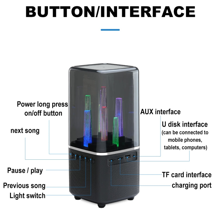 TU102 RGB Colorful Lighting Wireless Bluetooth Speaker Support FM / TF Card(Black) - Desktop Speaker by buy2fix | Online Shopping UK | buy2fix