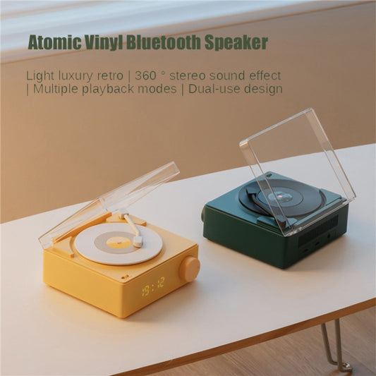 Duosi X11 Vinyl Atomic Retro Bluetooth Speaker Desktop Creative Alarm Clock(Yellow) - Desktop Speaker by Duosi | Online Shopping UK | buy2fix