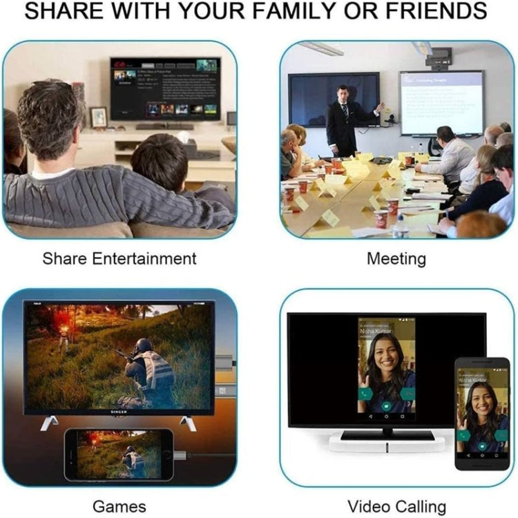 2m 1080P 8 Pin to HDMI Adapter Cable, Compatible with iPhone to HDMI Adapter(White) by buy2fix