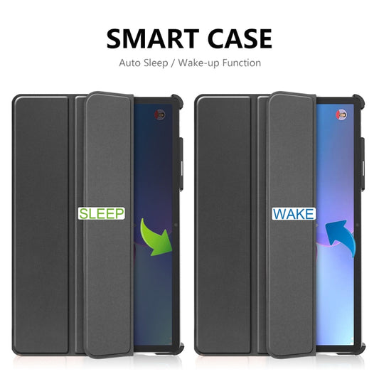 For Lenovo Tab P11 Pro Gen2 11.2 inch 2022 ENKAY Tri-fold Custer Texture Leather Stand Smart Case(Dark Blue) - Lenovo by ENKAY | Online Shopping UK | buy2fix